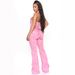 Women's High Elastic Denim Jumpsuit Backless Lapel Sexy European American Fashion Workwear 5091 Cross Border_ecoleips.com