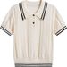 Women's Knit Sweater Summer New Fashion College Style Color Block Pullover Top_ecoleips.com