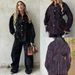 Women's Clothing American Style Autumn Design Suit Color Block Printed Flocking Denim Jacket With Belted Trousers Set Casual Polyester Pant Outfit_ecoleips.com