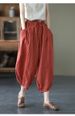 Suitable For All Seasons Artistic Cotton Linen Harem For Women, Summer Casual With Elastic Waistband, Drawstring Lantern Pants, Loose Thin_ecoleips.com