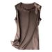 Premium Mulberry Women's Sleeveless T-Shirt, Summer Top, Silk Satin Base Shirt, Solid Color Blouse_ecoleips.com