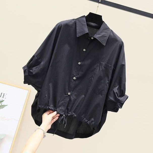 Women's Clothing Loose Casual Age Reducing Drawstring Bud Versatile Short Top_ecoleips.com