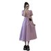 2026 New Summer Plus Size Women's Long For Slightly Plump Ladies, Slimming Waist, High-End French Style Purple Dress_ecoleips.com