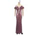 Women's Clothing New Deep V Neck Pink Sequin Sexy Slim Long Skirt Birthday Party Patty Hip Evening Dress_ecoleips.com