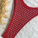 Women's Clothing Women's Sexy Rhinestone Bikini Two Piece Solid Color Strappy Swimsuit Style For Beach Vacation_ecoleips.com