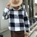 Women's Long Sleeve Pullover Plaid Printed Crew Neck Double-Sided Plush Regular Plush Pullover Sweater_ecoleips.com