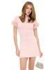 Absobe Women Feather Sleeve Bodycon Mini Dress High Neck Slim Fit Solid Color Sexy Y2K Party Club Date Night Streetwear Outfit_ecoleips.com