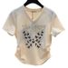 Fashion Design Sense Diamond-Encrusted Letter V-Neck Short-Sleeved Top Summer Design Sense Butterfly T-Shirt Women's Fas_ecoleips.com