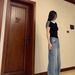 Summer Design-Sensing American Vintage Three-Stripe Color-Blocking Pure Cotton Short-Sleeve T-Shirt For Women, Sporty To_ecoleips.com