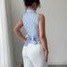 Women's 2025 Summer Striped Sleeveless Shirt - European & American Style Slim Fit Vest Top With Waist Strap_ecoleips.com