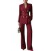 Women's Professional Blazer And Trousers Set - Solid Color Lapel Suit For Office Wear Elevate Professional Presence_ecoleips.com