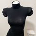 Chao High Neck Short Sleeve T-Shirt for Women Skin Friendly Soft Sheer Sexy Form Fitting Solid Color Top New Black Style_ecoleips.com