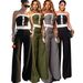Women's Strapless Striped Jumpsuit Set, Summer New Fashion Sleeveless Wide Leg Pants Outfit For Casual Wear_ecoleips.com