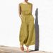 Women's Clothing Summer Solid Color High Waist Sleeveless Slim Trousers_ecoleips.com