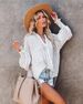 Ins Hot-Selling Women's · Classic Striped Oversized Lantern Sleeve Button-Down Turn-Down Collar Shirt_ecoleips.com