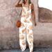 Women's Clothing Summer Suspenders Plant Contrasting Color Prints Casual Temperament Commuting Wide Leg Jumpsuit_ecoleips.com