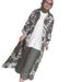 Women's Clothing Summer Fashion Print New Long Sleeved Loose Collarless Cardigan Dress_ecoleips.com