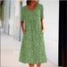 Cross-border European And American French Resort Style 2022 New Round-neck Short-sleeve Floral Mid-length Dress_ecoleips.com