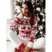 girl 2025 Autumn Winter New European American Women's Christmas Style Elk Long Sleeve Knitted Sweater White_ecoleips.com