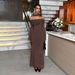 Elegant Strapless Maxi Dress For Women Long Sleeved Bodycon Autumn Winter Fashion_ecoleips.com