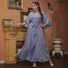 Elegant V-Neck Floral Print Maxi Dress With Belt – Plus Size Modest Abaya For Middle Eastern Women Travel-Ready_ecoleips.com