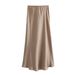 Women’s Clothing high waist double satin skirt women's spring and autumn style skirt_ecoleips.com