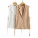 Women's clothing Spring New Women's Style Lapel Sleeveless Side Ribbon Design Suit Vest Jacket Women's 6IS009_ecoleips.com
