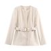 girl Foreign Trade Wholesale Autumn New European And American Style Slim Fit Belted Blazer 8585593 Flared Pants 8583593_ecoleips.com