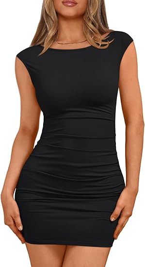 2025 Spring Summer New Cross-Border European And American Style Ruched Sleeveless Casual Fashion Tight Bodycon_ecoleips.com