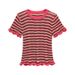Women's Clothing 2025 Summer New Round Neck Contrasting Striped Knitted T-shirt Women's Top L28171_ecoleips.com