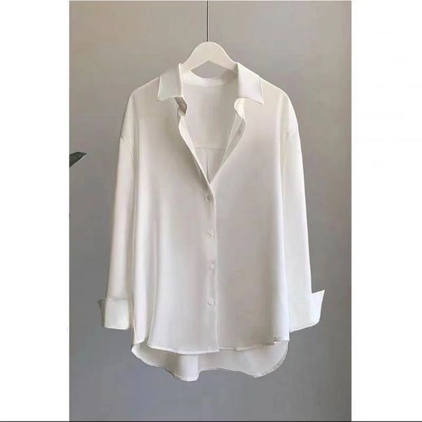 Women's Clothing New Women's Acetate Satin Satin Shirt Korean High-end Design Niche Temperament_ecoleips.com