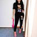 Women's Clothing Spandex Short Sleeve Casual Set, Cute Bear Print Lounge Two-Piece Outfit, Comfy Daily Wear Pajamas_ecoleips.com