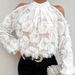 Women's Clothing Spring And Autumn Women's Clothing Off Shoulder Long Sleeved Semi Transparent Fashionable And Elegant Tops_ecoleips.com