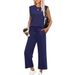 Women's Clothing Women's Loose Sleeveless Round Neck Vest Top And Pants Casual Two Piece Suit Style Clothing_ecoleips.com