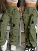 Women's Casual Sports Cargo Pants with Drawstring Double Zipper Pockets Multiple Pockets European American Style Hot Selling 2026_ecoleips.com