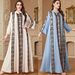 Women's Clothing Muslim Dubai Long Skirt V Neck Embroidery Splicing Contrast Color Foreign Trade Polyester Dress_ecoleips.com