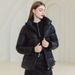 Black & Gold Quilted Short Puffer Jacket – Korean Loose Fit Winter Coat For Women (White/Black/Khaki)_ecoleips.com