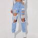 Women's Clothing Trendy Distressed Ripped Jeans For Women Washed Straight Leg Ladies Trousers_ecoleips.com