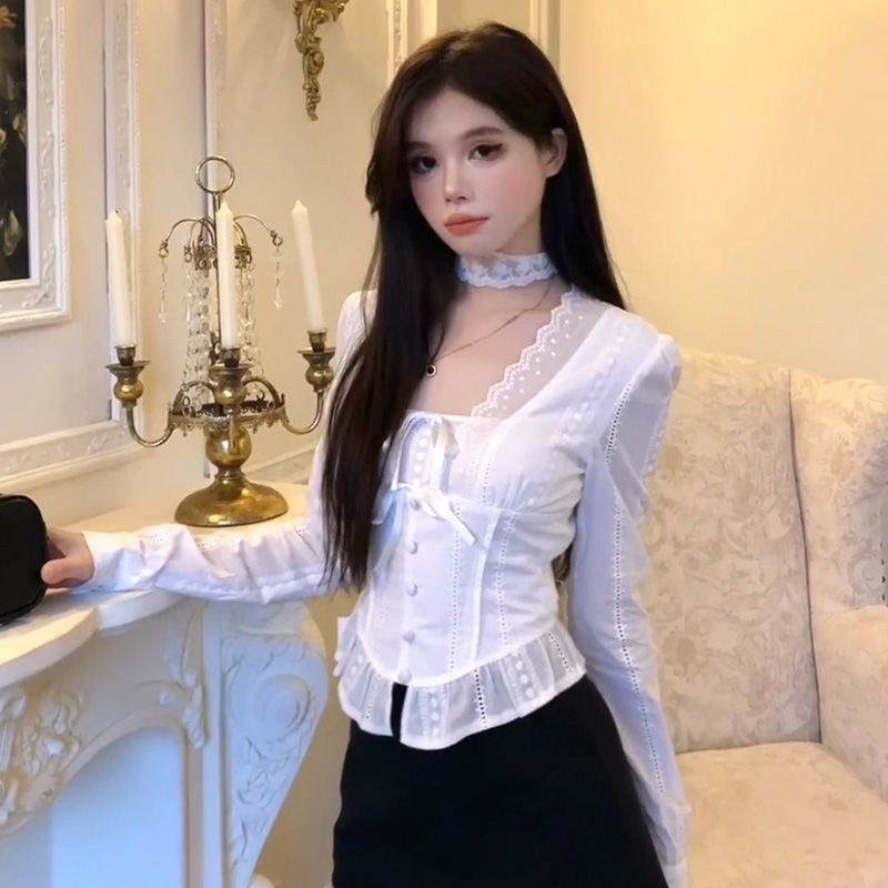French-style Elegant And Sexy Slim-fit Shirt Top For Women + High-waisted Short Skirt Two-piece Set_ecoleips.com