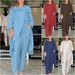 Women's Clothing Fashion Solid Color Loose Tops And Wide Leg Pants Casual Two Piece Suits_ecoleips.com