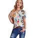 Floral Print U-Neck Short Sleeve T-Shirt For Women, Soft Breathable Casual Tee, Loose Fit Daily Top Comfortable U-Neckline_ecoleips.com