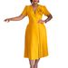 C8628 Foreign Trade Women's Clothing 2025 Summer V-neck Short Sleeve Solid Color Elegant Fashion Pleated African_ecoleips.com