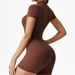 Women's Clothing Summer Zipper Short Sleeved Yoga Jumpsuit Nude Feeling High Elastic Slim Dance Fitness Quick Drying Sports Jumpsuit_ecoleips.com