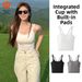 Women's White Strappy Camisole Top With Built-in Bra - U-Neck Slim Fit Pure Desire Style Summer Vest_ecoleips.com