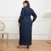 Winter Washed Denim Dress For Women Large Size Collared Open Front Fashion Plus Size Clothes_ecoleips.com