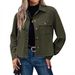 Women's Casual Button Cropped Jacket Top Corduroy Fashion European American Style Short Lightweight Coats_ecoleips.com