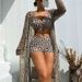 Women's Clothing Split Swimsuit Cover Up Three Piece Set Gathered Beach High Waist Flat Swimming Trunks_ecoleips.com
