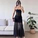 Women Strapless Lace Mesh Splicing Long Dress Famous Style Temperament Slim Fitting Dress For Fashion Girls_ecoleips.com