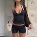 Diyun European And American Sports Yoga Halter Neck T-Shirt Shorts Women Two-Piece Set Women's Clothing 2025 Autumn_ecoleips.com