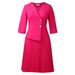 Elegant A-Line Pleated Dress With Notched Collar - Plus Size Women's Office Dress In Soft Stretch Polyester_ecoleips.com